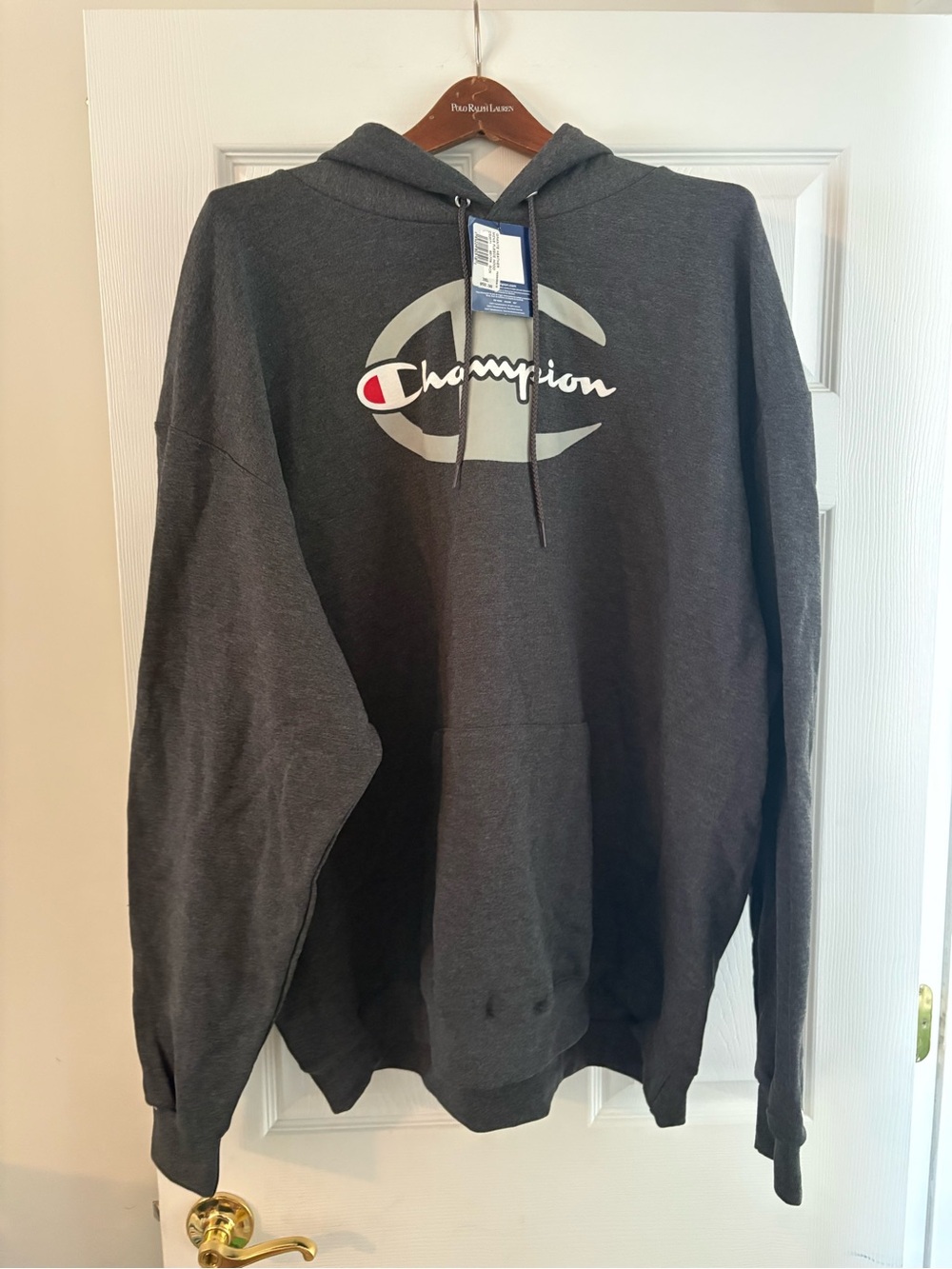 NEW Champion Men's Hooded Sweatshirt - Charcoal Gray